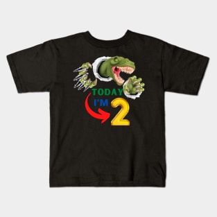 2nd Birthday Dinosaur Roaring Kids T-Shirt
